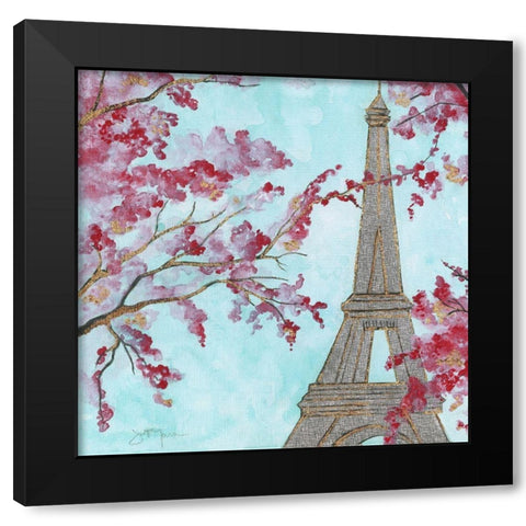 Springtime In Paris Black Modern Wood Framed Art Print with Double Matting by Tava Studios