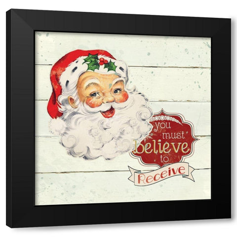 Santa Believe Black Modern Wood Framed Art Print with Double Matting by Robinson, Carol
