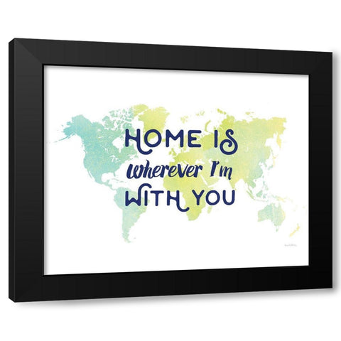 Home is World Map Black Modern Wood Framed Art Print by Murray, Amanda