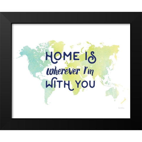 Home is World Map Black Modern Wood Framed Art Print by Murray, Amanda