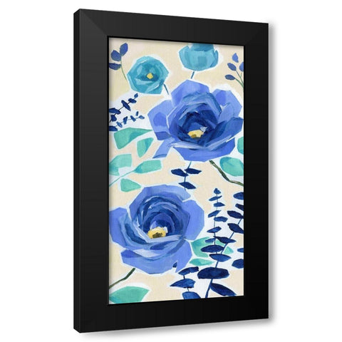 Blue Modern Garden I Black Modern Wood Framed Art Print with Double Matting by Nan