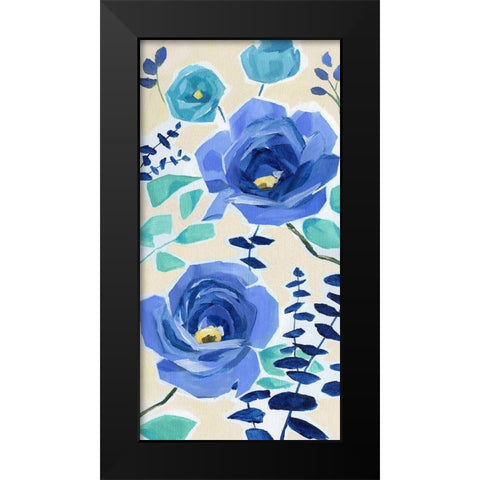 Blue Modern Garden I Black Modern Wood Framed Art Print by Nan