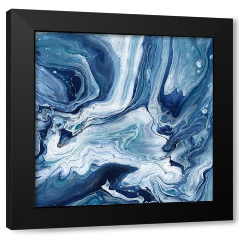 Blue Sea Agate Black Modern Wood Framed Art Print by Craven, Katrina