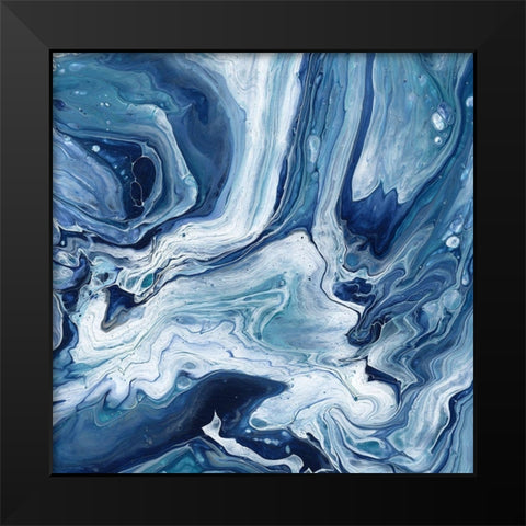 Blue Sea Agate Black Modern Wood Framed Art Print by Craven, Katrina