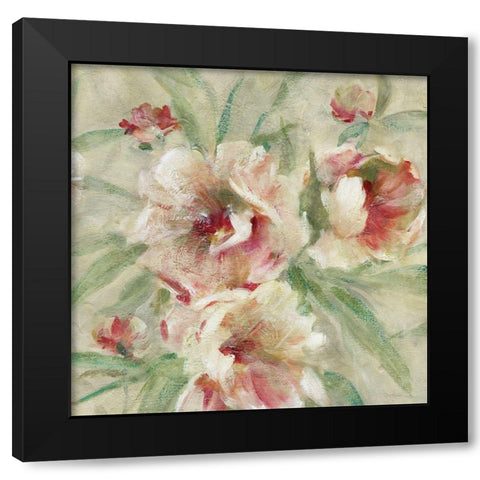 Peony Garden II Black Modern Wood Framed Art Print with Double Matting by Robinson, Carol
