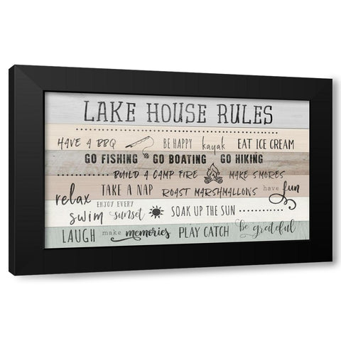 Lake House Rules Black Modern Wood Framed Art Print with Double Matting by CAD Designs