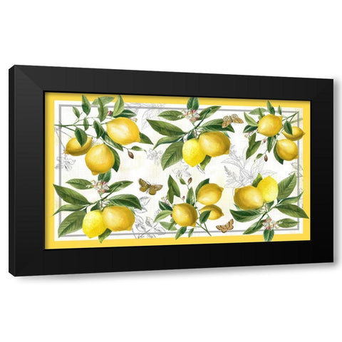 Linen Lemons Black Modern Wood Framed Art Print by Nan