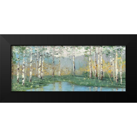 Birch River Reflections Black Modern Wood Framed Art Print by Swatland, Sally