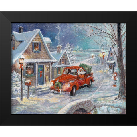 Santas Tree Farm Black Modern Wood Framed Art Print by Manning, Ruane