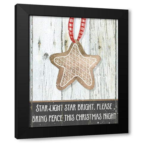 Gingerbread Star Black Modern Wood Framed Art Print with Double Matting by Robinson, Carol