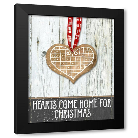 Gingerbread Heart Black Modern Wood Framed Art Print with Double Matting by Robinson, Carol