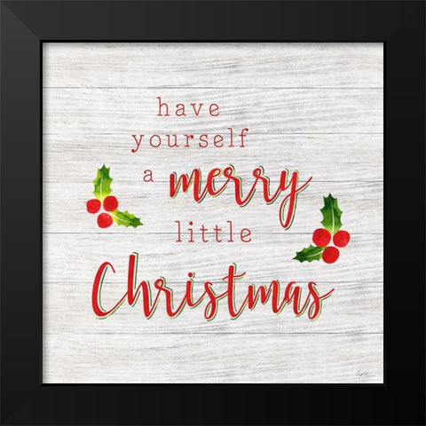 Merry Little Christmas Black Modern Wood Framed Art Print by Carpentieri, Natalie