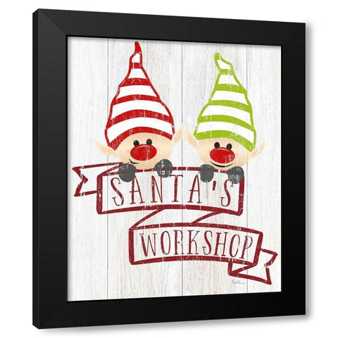 Santas Workshop Black Modern Wood Framed Art Print by Carpentieri, Natalie