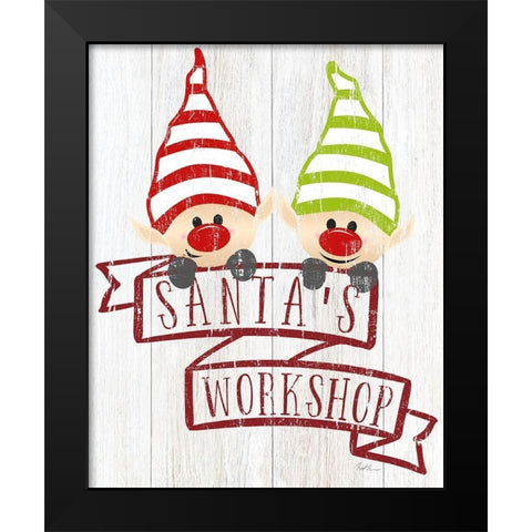 Santas Workshop Black Modern Wood Framed Art Print by Carpentieri, Natalie