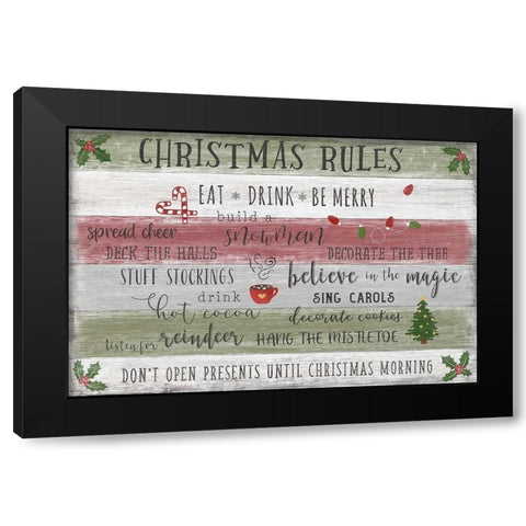 Christmas Rules Black Modern Wood Framed Art Print by Carpentieri, Natalie