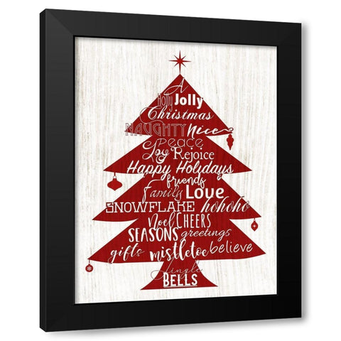 Holly Jolly Christmas Trees Black Modern Wood Framed Art Print with Double Matting by Santiago, Daniela