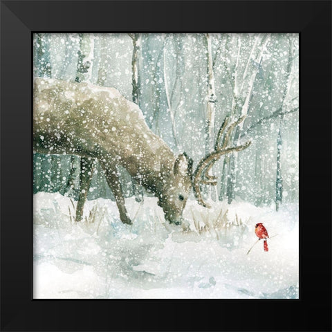 Winter Forest Friends Black Modern Wood Framed Art Print by Robinson, Carol