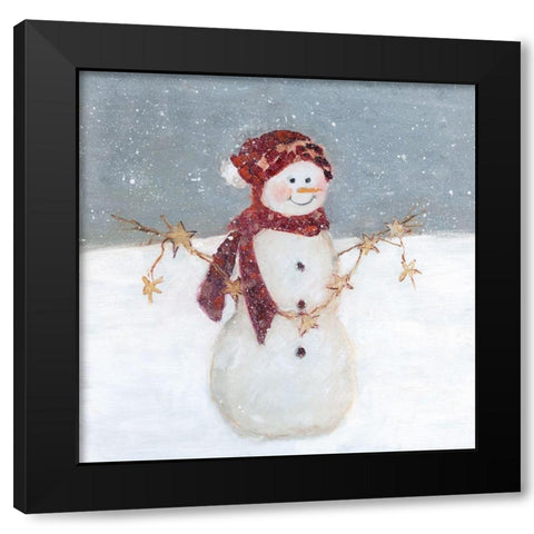 Starry Snowman Black Modern Wood Framed Art Print by Swatland, Sally