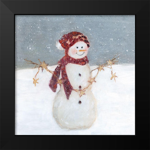 Starry Snowman Black Modern Wood Framed Art Print by Swatland, Sally