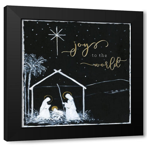 Joy to the World Nativity Black Modern Wood Framed Art Print by Swatland, Sally