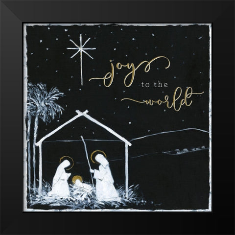 Joy to the World Nativity Black Modern Wood Framed Art Print by Swatland, Sally