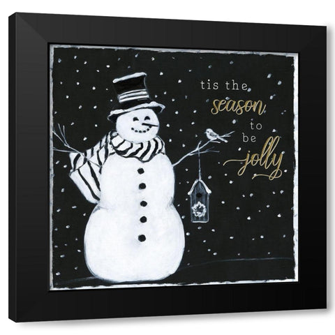 Tis the Season Snowman Black Modern Wood Framed Art Print by Swatland, Sally