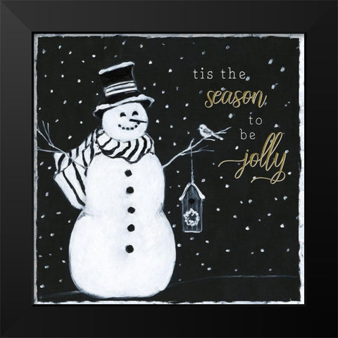 Tis the Season Snowman Black Modern Wood Framed Art Print by Swatland, Sally