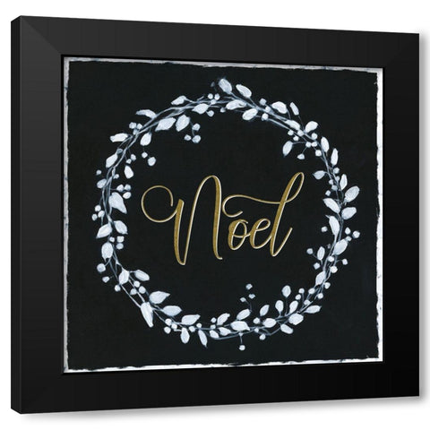 Noel Wreath Black Modern Wood Framed Art Print by Swatland, Sally