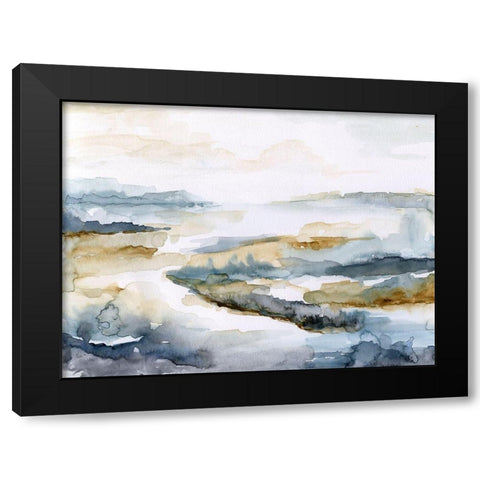 Estuary I Black Modern Wood Framed Art Print with Double Matting by Nan