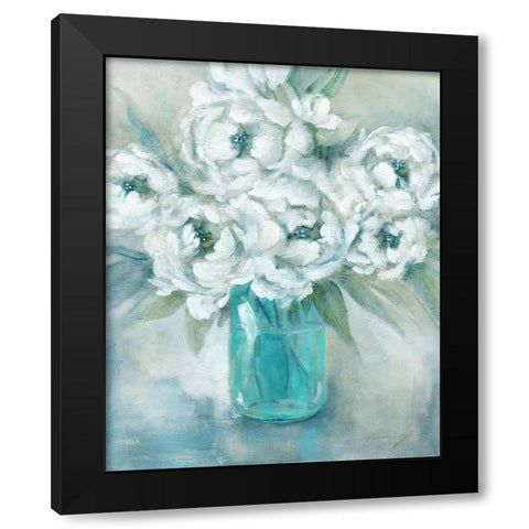 Pure Peonies Black Modern Wood Framed Art Print with Double Matting by Robinson, Carol