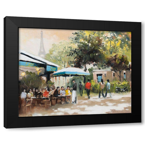 Paris Teal I Black Modern Wood Framed Art Print with Double Matting by Orme, E. Anthony