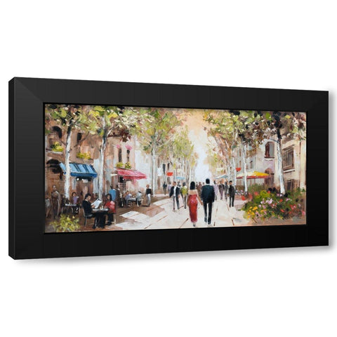 Paris Teal III Black Modern Wood Framed Art Print with Double Matting by Orme, E. Anthony