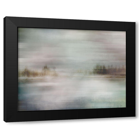 Misty Lake Black Modern Wood Framed Art Print by Nan