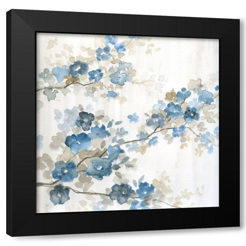 Dogwood in Blue I Black Modern Wood Framed Art Print with Double Matting by Nan