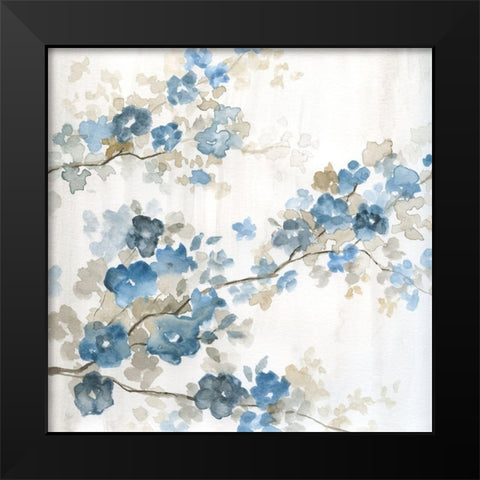 Dogwood in Blue I Black Modern Wood Framed Art Print by Nan