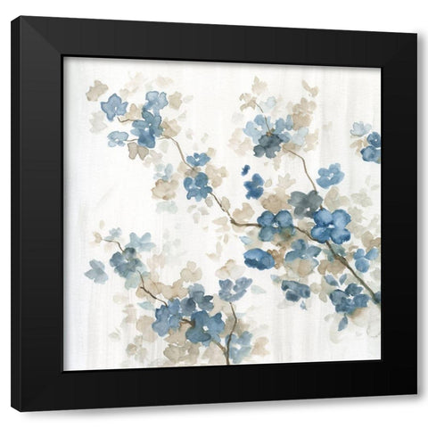 Dogwood in Blue II Black Modern Wood Framed Art Print with Double Matting by Nan