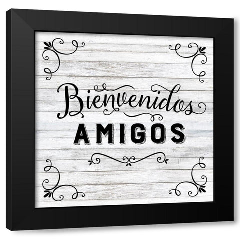 Bienvenidos Black Modern Wood Framed Art Print with Double Matting by Murray, Amanda