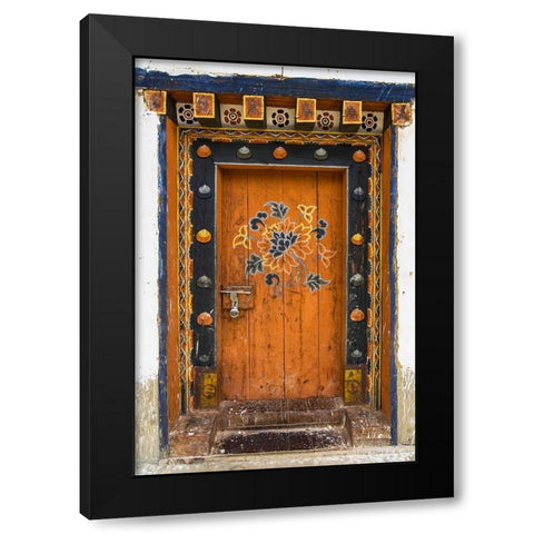 Bhutan Door Black Modern Wood Framed Art Print by Runkel, Michael