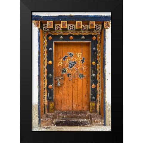 Bhutan Door Black Modern Wood Framed Art Print by Runkel, Michael