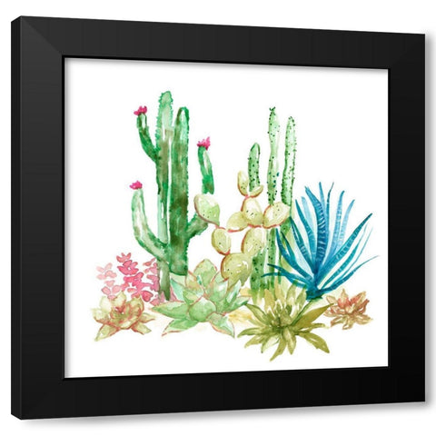 Cactus Vignette I Black Modern Wood Framed Art Print with Double Matting by Nan