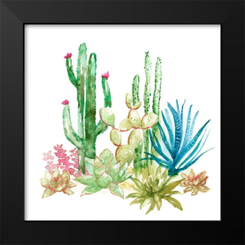 Cactus Vignette I Black Modern Wood Framed Art Print by Nan