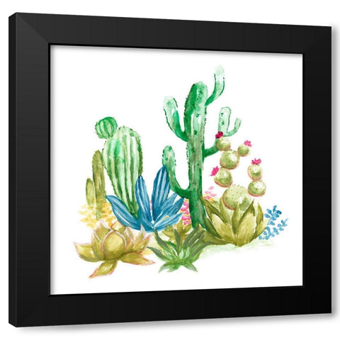 Cactus Vignette II Black Modern Wood Framed Art Print with Double Matting by Nan