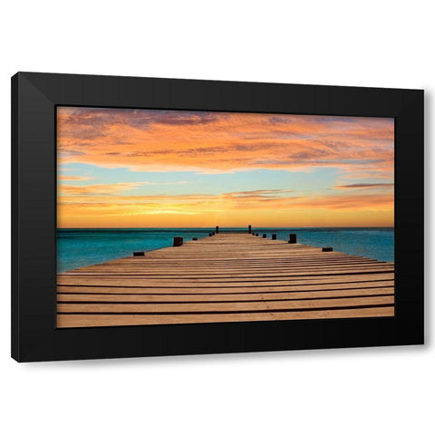 Aruba Sundown Black Modern Wood Framed Art Print with Double Matting by Carpentieri, Natalie