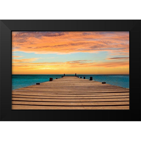 Aruba Sundown Black Modern Wood Framed Art Print by Carpentieri, Natalie