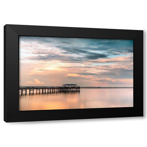 Harbor Sunset Black Modern Wood Framed Art Print by Haddad, Sheila