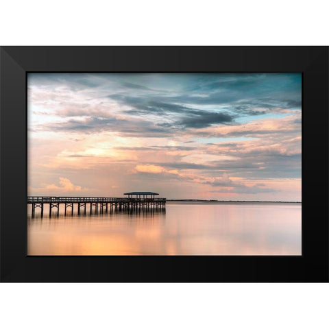 Harbor Sunset Black Modern Wood Framed Art Print by Haddad, Sheila