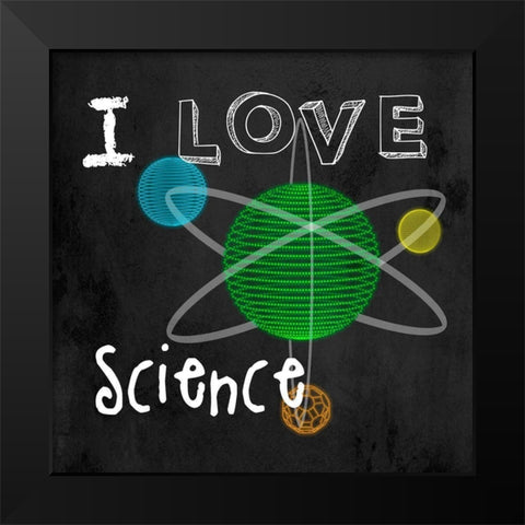 Love Science Black Modern Wood Framed Art Print by Santiago, Daniela