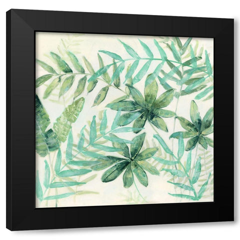 Palm Montage II Black Modern Wood Framed Art Print with Double Matting by Swatland, Sally