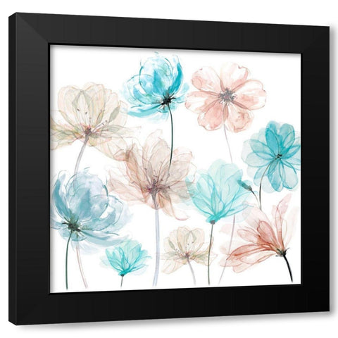 Blush and Blue Black Modern Wood Framed Art Print by Robinson, Carol