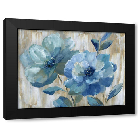 Blue Duo Black Modern Wood Framed Art Print by Nan